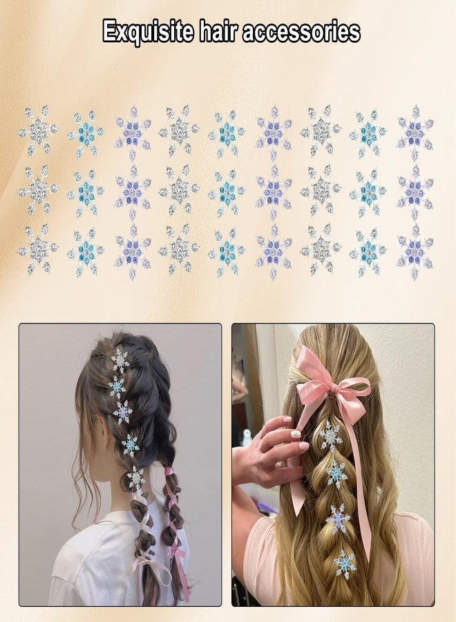 CYUXING 30Pcs Mini Rhinestone Snowflake Hair Clips, Cute Frozen Hair Decorations Accessories Supplies, Mini Rhinestones Silver Snowflake Ornaments Supplies for Women - Image 5